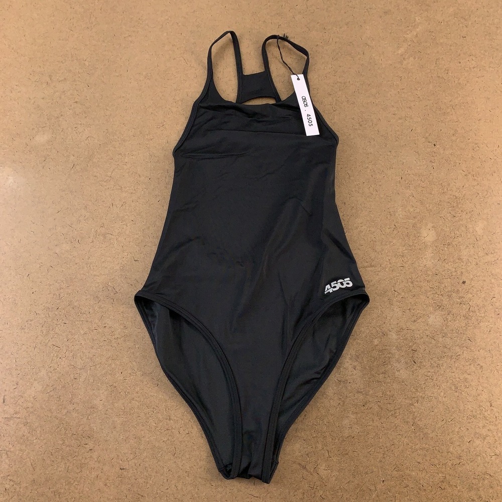 ASOS 4505 Women's Size 4 Black Racerback Scoop Neck 1 Piece Swimsuit NWT